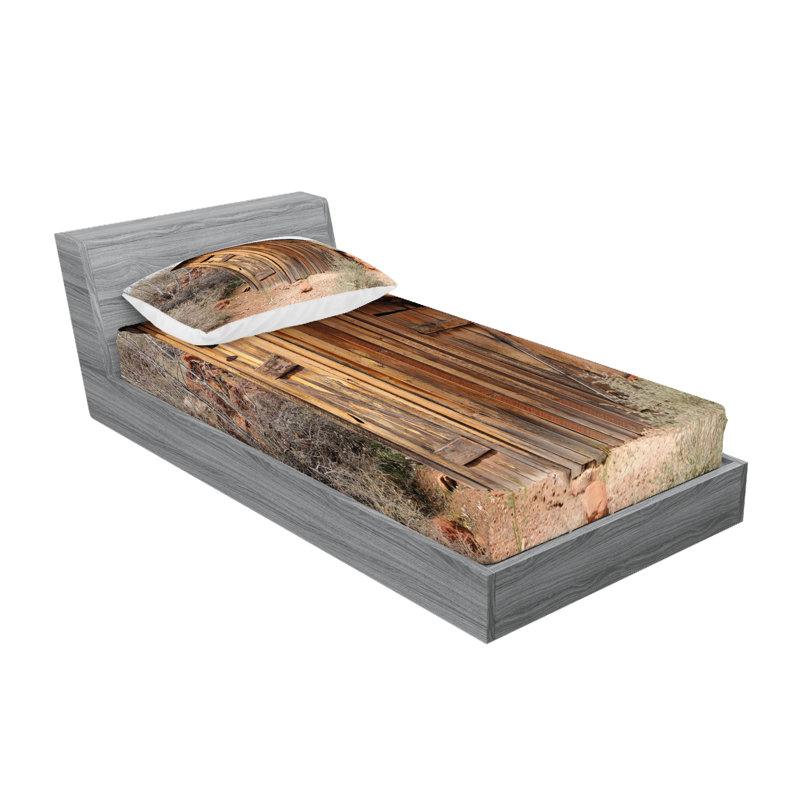 Drap-housse Ambesonne Outhouse, Ensemble de draps pour lit simple + 3 pièces supp