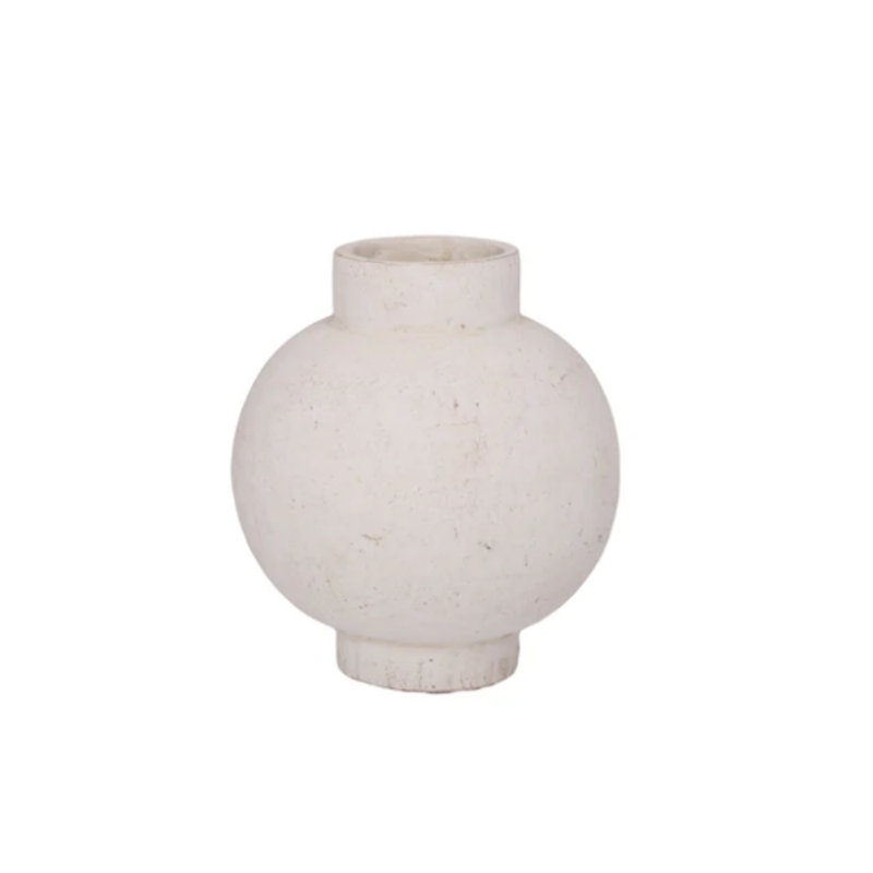 Grand vase en grès blanc cassé, H 10,25 po x l 9,25 po x P 9,25 po