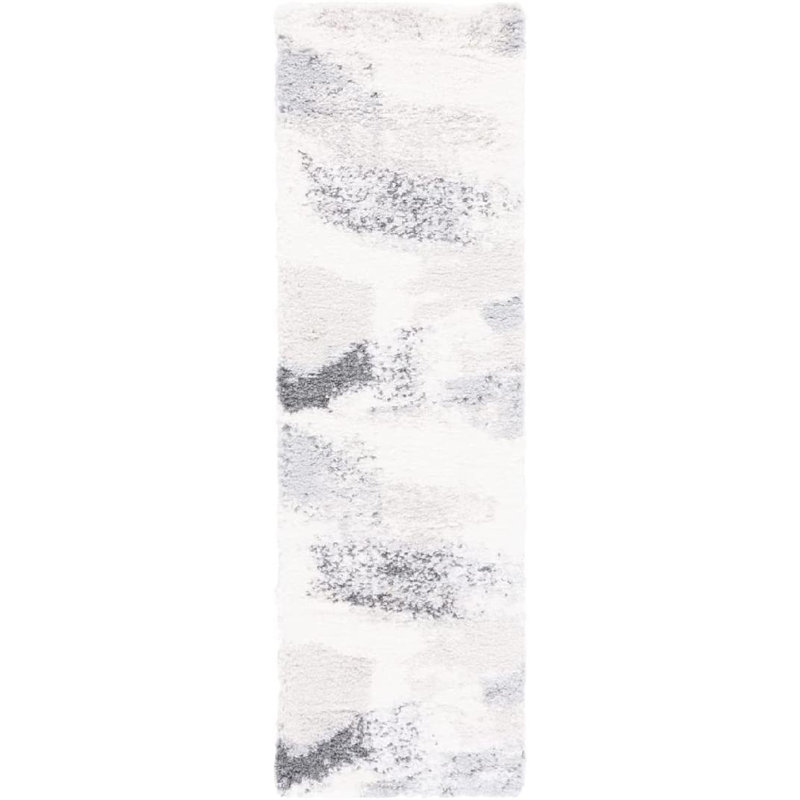 Tapis abstrait tissé à la machine Alesia, Tapis de couloir 2 pi 3 po x 8 pi