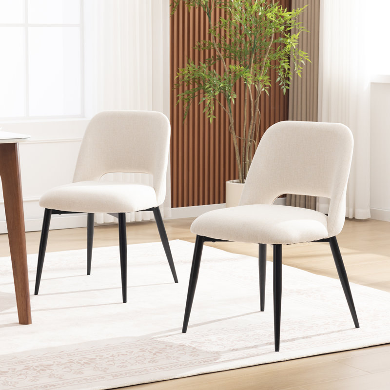 Upholstered Chenille Side Dining Chair（Set of 2）, Linen