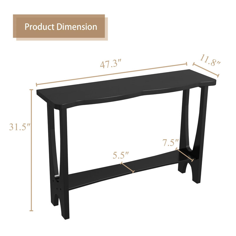 Table d'appoint en bois massif derrière le sofa, Black