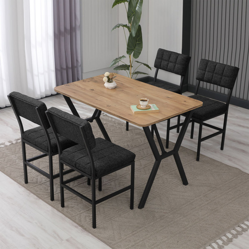 Ensemble de table et chaises de salle à manger extensible, Anthracite