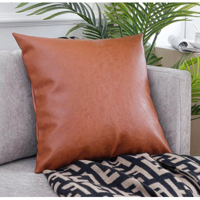  Faux Leather Throw Pillow Cover