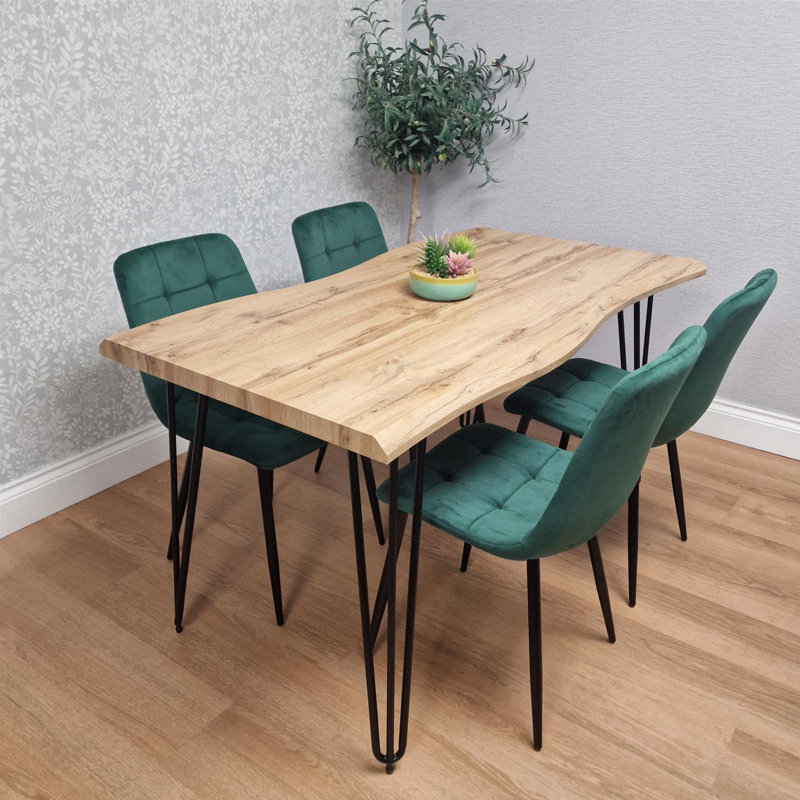 4 - Person Dining Set, Green, 75cm H x 140cm W x 80cm D