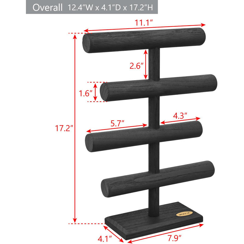 4-Tier Wooden Jewellery Display Stand, Black