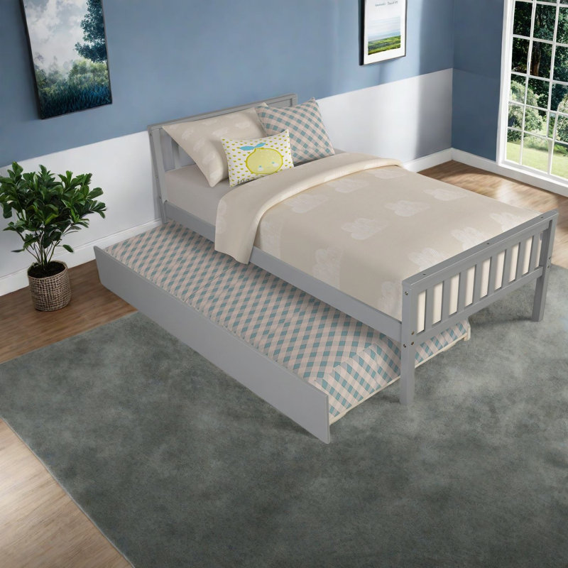 Lit simple avec lit gigogne, bois de pin et solution pour chambre à coucher moderne