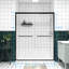 56 - Porte de douche coulissante double 60 po x 74 po avec quincaillerie noire, verre biseauté, poignée rouillée, installation réversible pour un coffre-fort de salle de bain