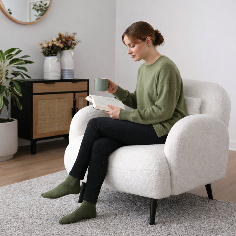 Cloud-arm Upholstered Boucle Accent Chair With Pillow