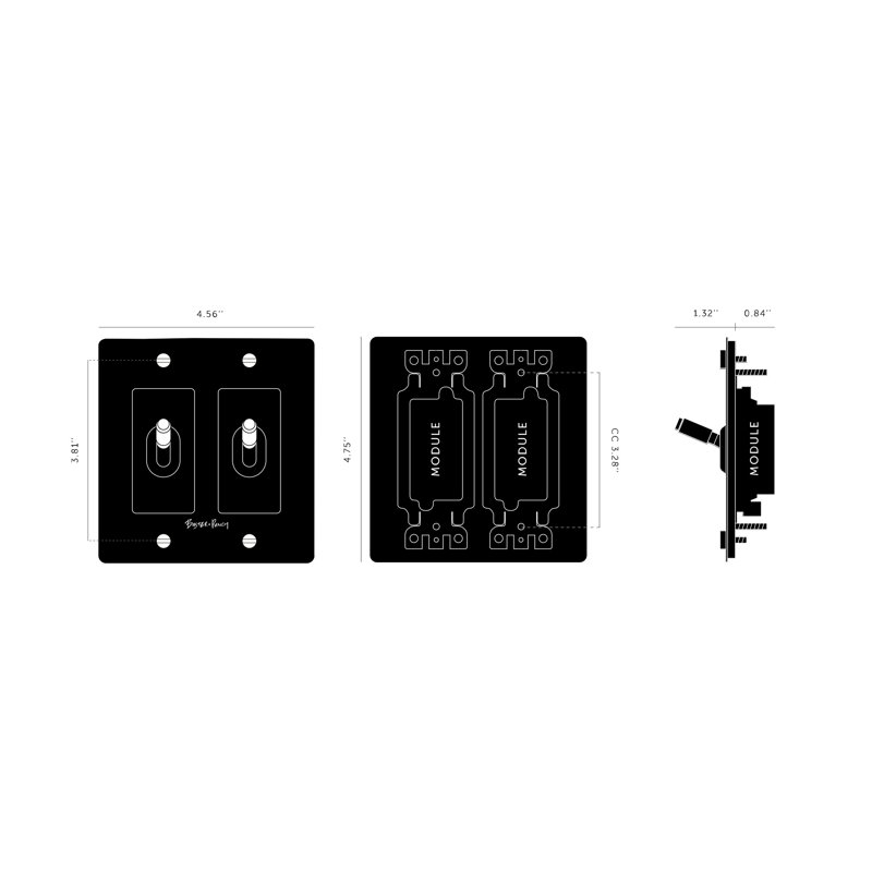 Toggle Switches Double Light Switch, Brass