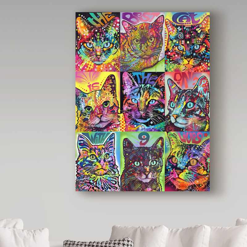 « neuf of chats », reproduction d’impression sur toile tendue, H 47 po x l 35 po