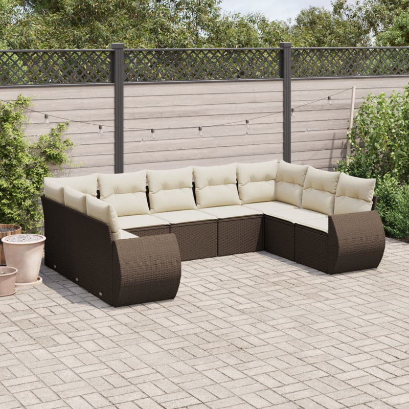Ensemble de canapé de jardin Vidaxl brun et blanc crème