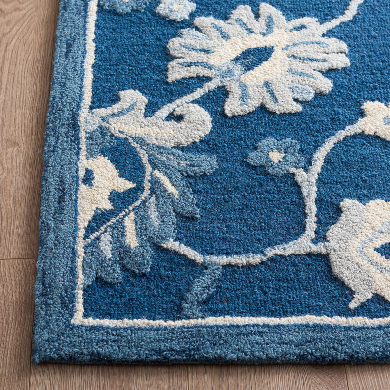 Metro 803 laine touffetée à la main à 80%; Tapis floral 20% coton, Rectangle 8 pi 0 po x 10 pi 0 po