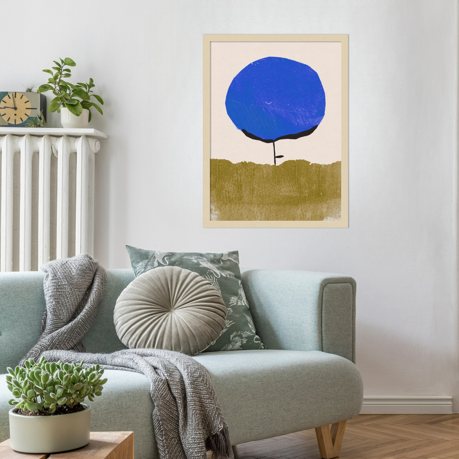 Blue Flower by Alisa Galitsyna Wood Framed Wall Art Print, Brown, 25" H x 19" W