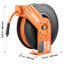 Enrouleur de tuyau d'air rétractable, tuyau d'air en caoutchouc 3/8 po x 50 pi, pression maximale 300 PSI, enrouleur de tuyau pour compresseur d'air à rembobinage automatique avec câble d'alimentation de 5 pi, enrouleur robuste à bras unique pour montage au plafond ou au mur et support pivotant à 180°