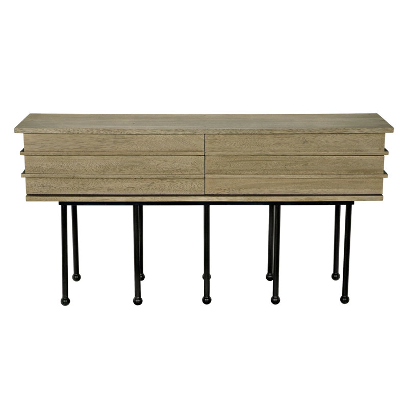 Oliver 60'' Solid Wood Top Console Table, Washed Walnut