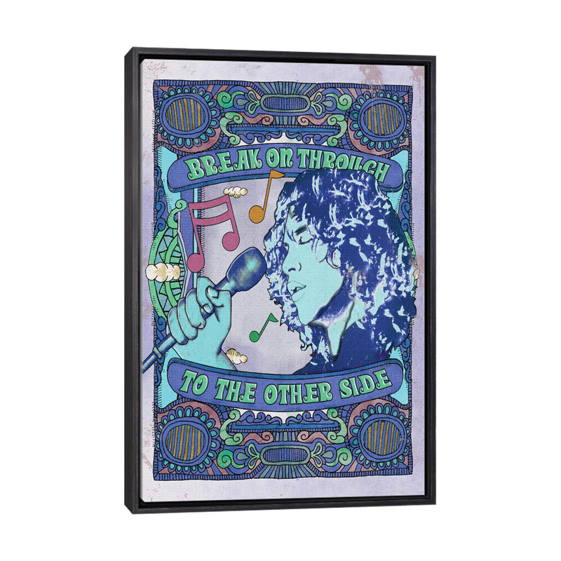 Jim Morrison Break on Through Blue - publicité imprimée, H 40 po x l 26 po x P 1,5 po, Toile avec cadre noir patiné