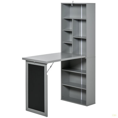 Bureau de bureau mural pliable avec table d'écriture et tablette latérale pliable