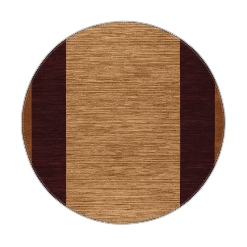Tapis intérieur / extérieur brun HorizontalStripes, Rond 5 pi