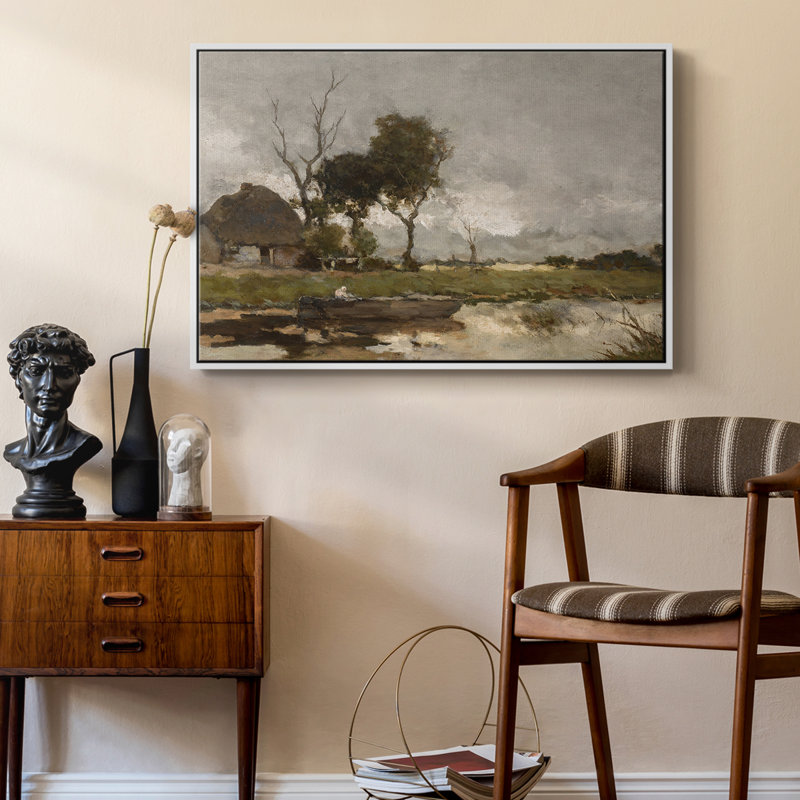 Paysage rétro - MLV III - Toile tendue avec châssis, Toile encadrée flottée blanche, H 27 po x l 41 po x P 2 po