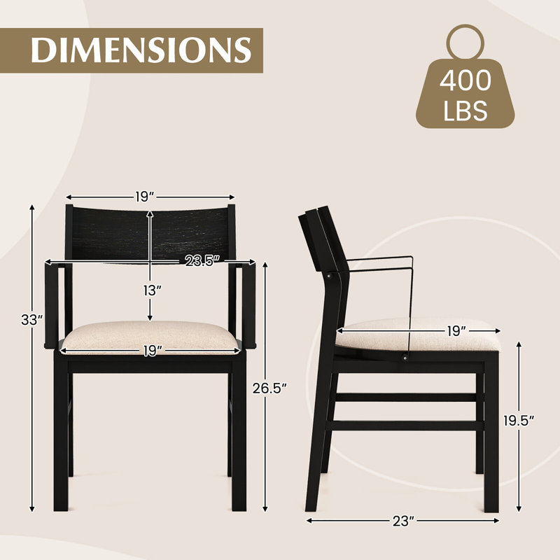 Ensemble de 4 chaises de cuisine moderne avec dossier profilé Latitude Run®, Beige