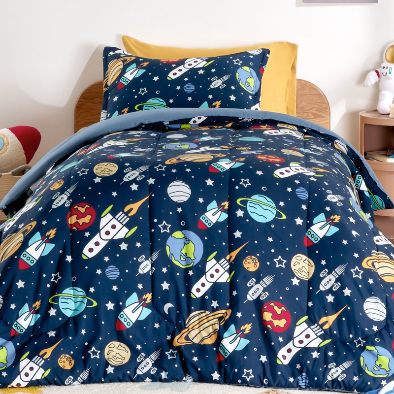Ensemble d'édredon pour enfants avec taies décoratives, Full/Queen, Rocket Galaxy