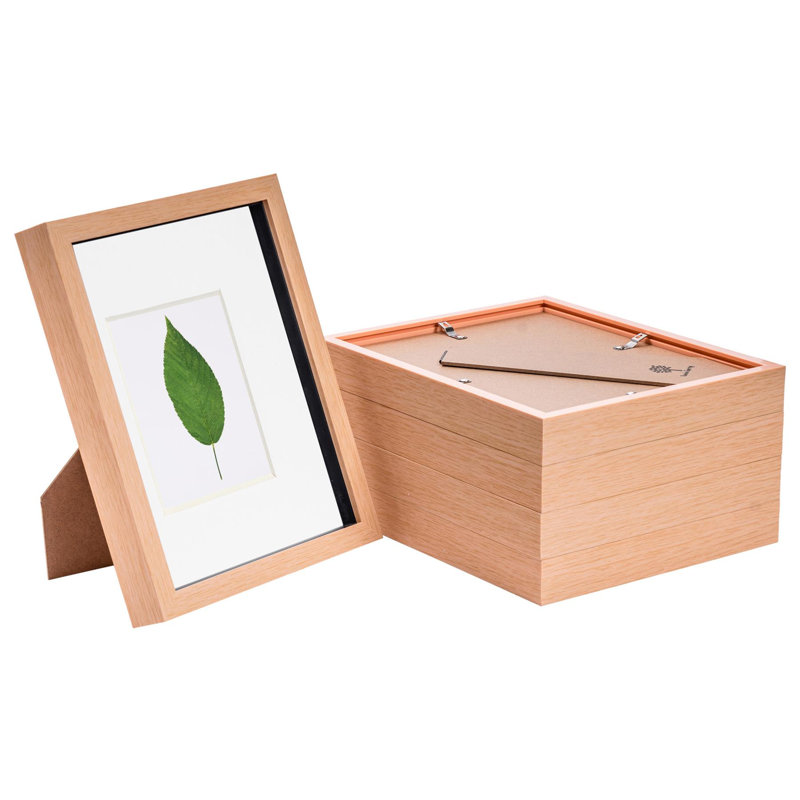 Nicola Spring - 3D Box Photo Frames - 8 x 10" with 4 x 6" Mount, Light Wood/White