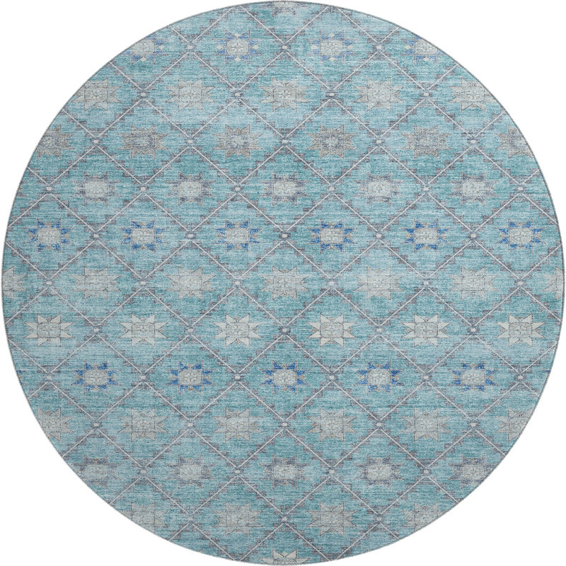 Premium Machine Washable Xamiera AMF1858 Lattice Rug, Round 8'