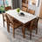 White + Nut-brown Rectangular Sintered Stone + Solid Wood Dining Table-104453343
