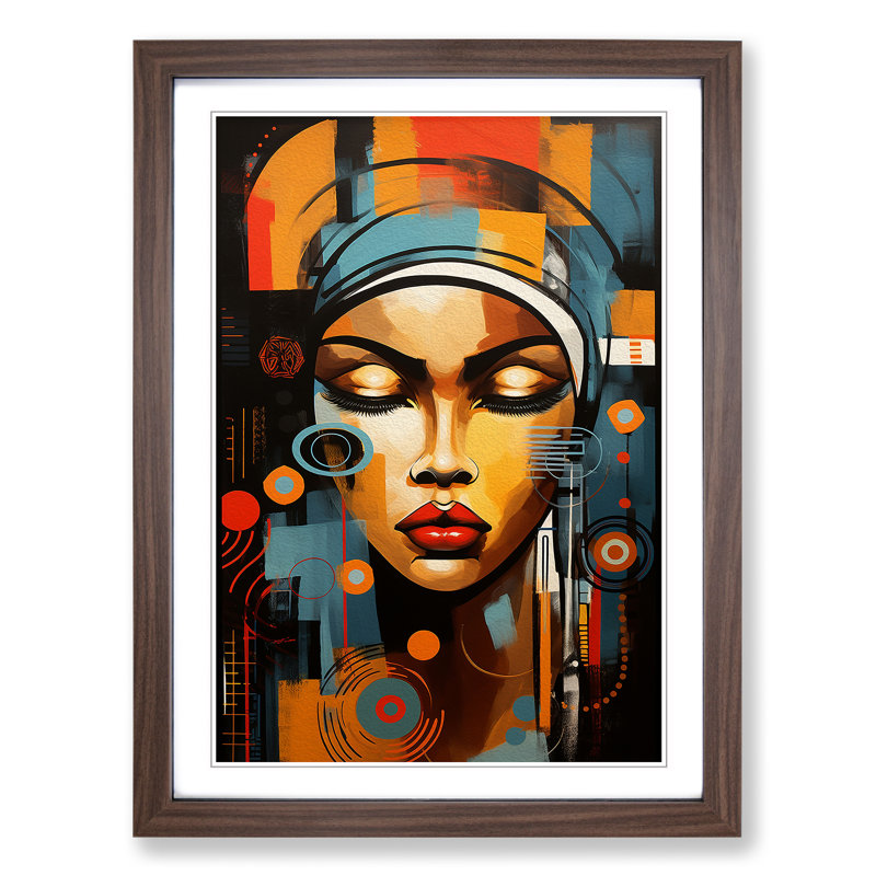 African Woman Abstract - Framed Print, Walnut Framed, 46cm H x 34cm W x 2cm D
