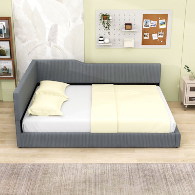 L-Shaped Full Upholstered Daybed with Center Legs