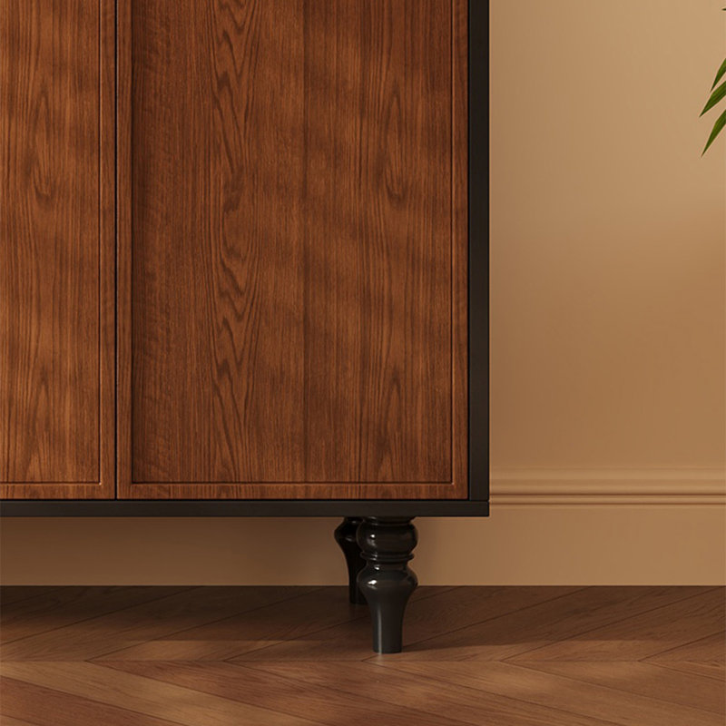 Buffet en bois massif noir et noyer, H 42,13 po x l 48,43 po x P 15,75 po