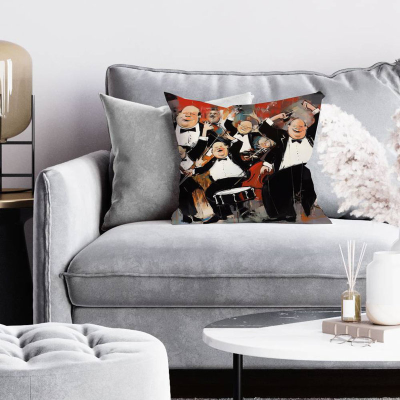 Lively Dance Musical White Pillow - Bedroom – Throw Pillow Cover Only, Double-Sided Print, Insert Not Included