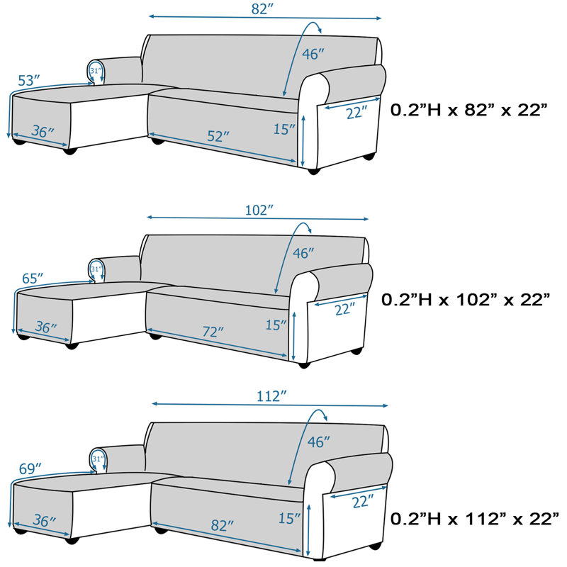Housse pour canapé modulaire réversible, H 0,2 po x l 112 po x P 22 po, Microfibre beige