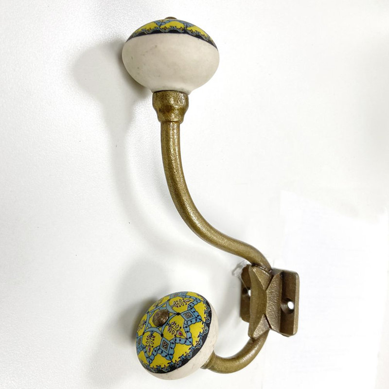 Ensemble de 2 crochets muraux bronze avec boutons multicolores