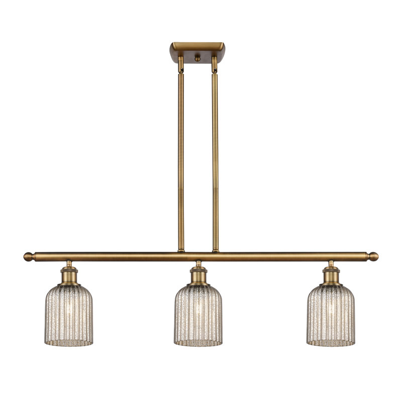 Luminaire suspendu pour îlot de cuisine 3 lumières Fiennes, Mercure, Laiton brossé
