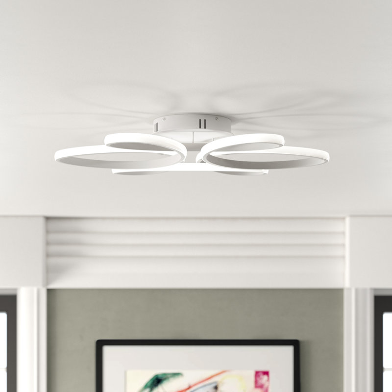 Innsbrook Modern Acrylic Light-adjusted Petal Ceiling Light 1-Light Semi Flush Mount Light, White (Undimmable)