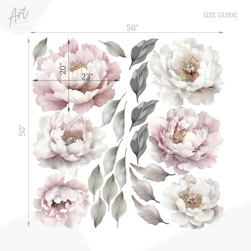 Adhésif décoratif pivoines sans dommages