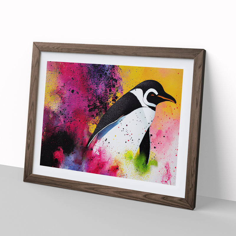Penguin Splash Vol.1 Abstract - Framed Print, 46cm H x 64cm W x 2cm D, Walnut