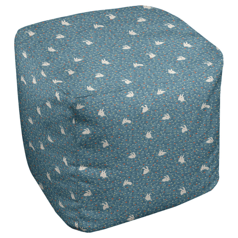 Repose-pieds à cube lapin lapin Leffel, H 14,5 po x L 87 po x P 13 po, Bleu pâle / rouge