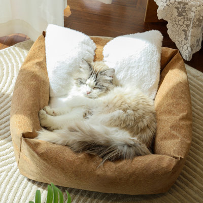Fairela - Anti-Fur Plush Cat Bed with Removable Cushions