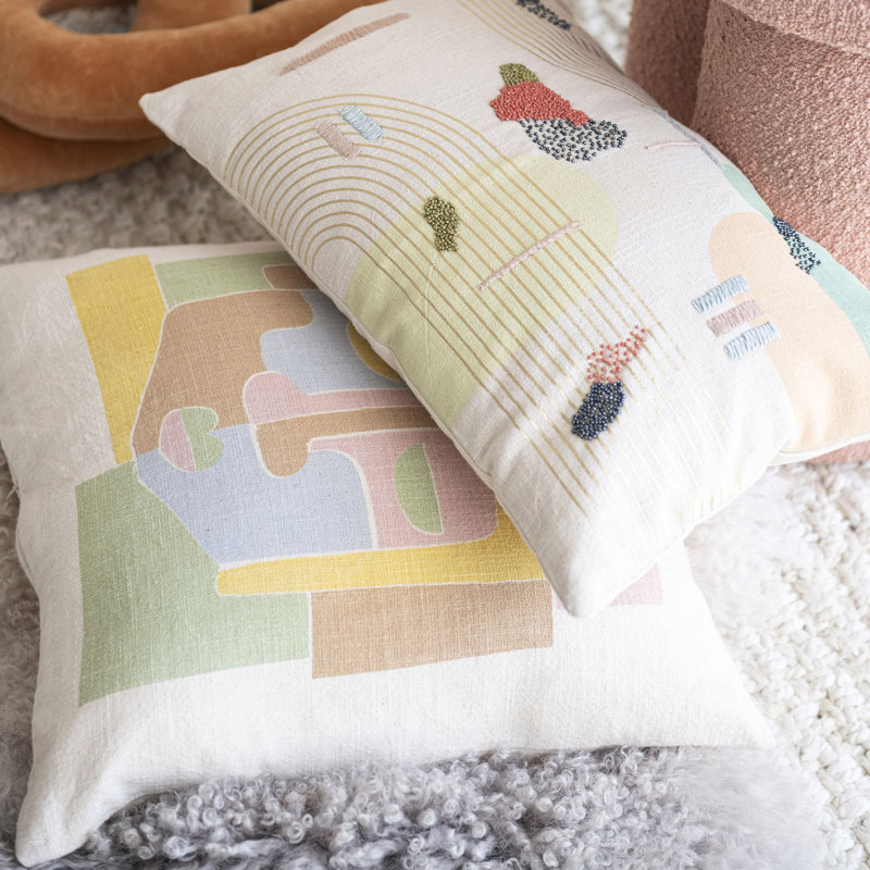 Colorful Abstract Face Graphic Cotton Throw Pillow
