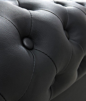 Genuine Leather Sofa, Black