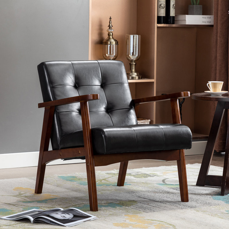Deveral Faux Leather Armchair, Black Solid, Solid
