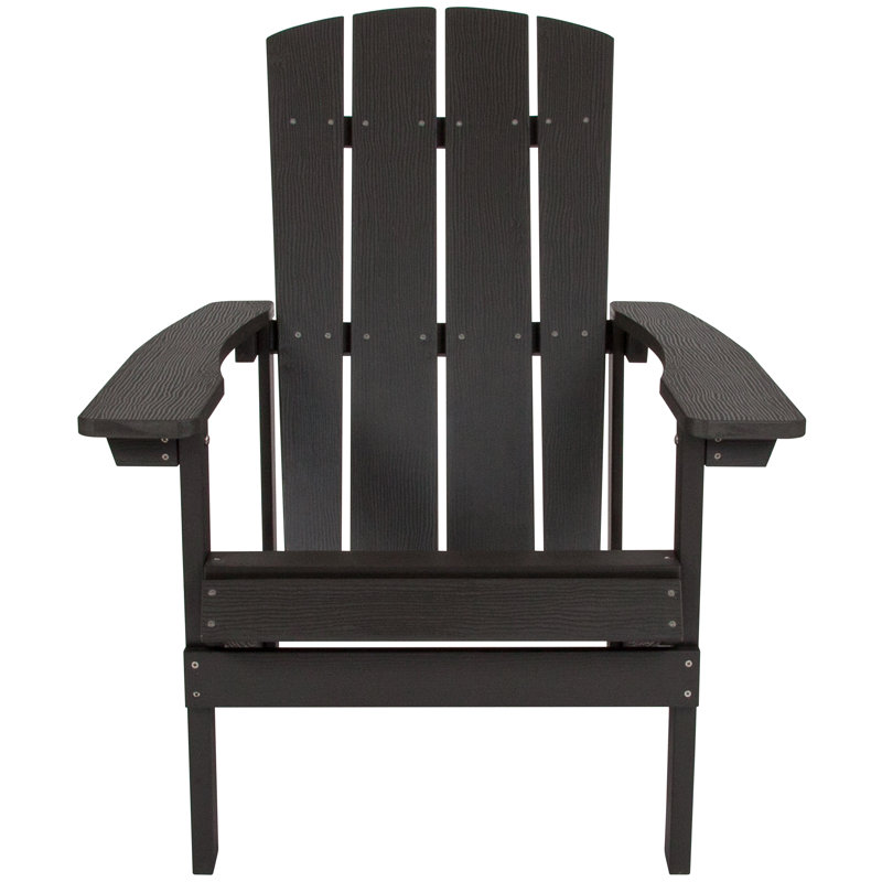 Commercial All-Weather Adirondack Chair in Faux Wood, Dark Grey