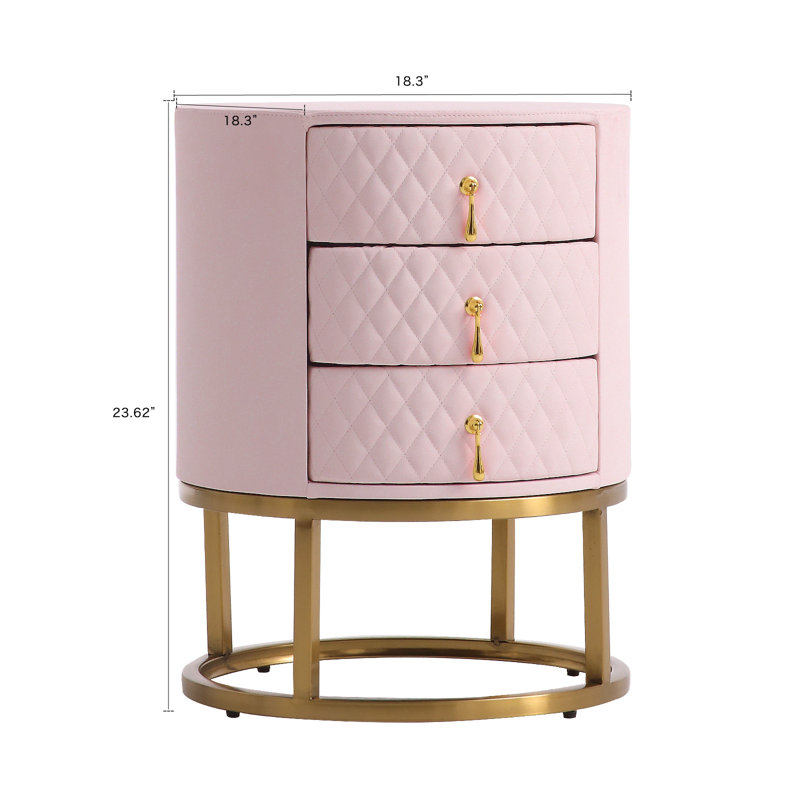 Table de chevet Eveanna, Pink/Gold