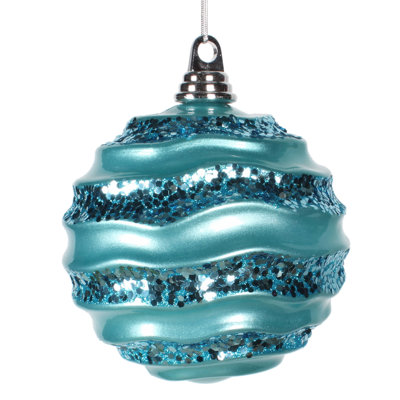 Ornement de Noël boule rayée et scintillante