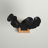 Black Metal Leaf Decorative Sculpture with Wood Base, 9" x 4" x 18"