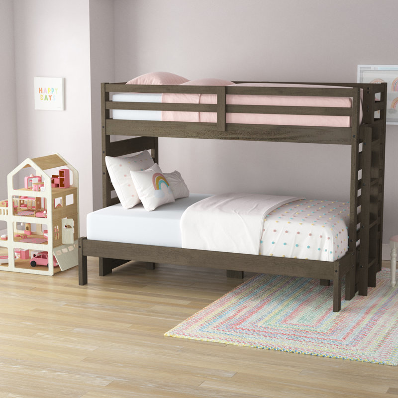 Lit superposé standard en bois massif Huseman, Ardoise