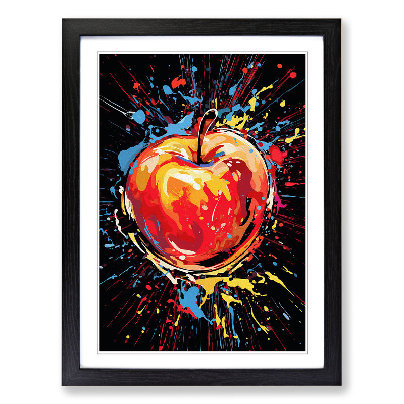 XYZ-FRM-V1223-1829 Apple Abstract No.2 - Single Picture Frame Print on Wood, Black , 64cm H x 46cm W x 2cm D