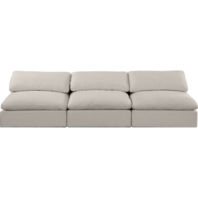 Canapé modulaire en lin 120 ", Tissu beige texturé en lin